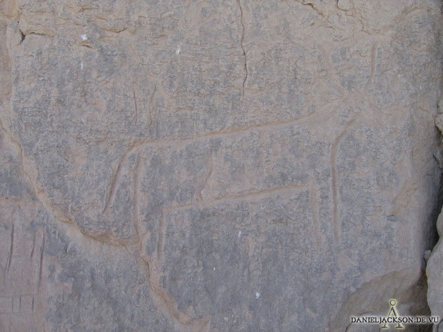 Prädynastische Felszeichung einer Kuh am Geierfelsen